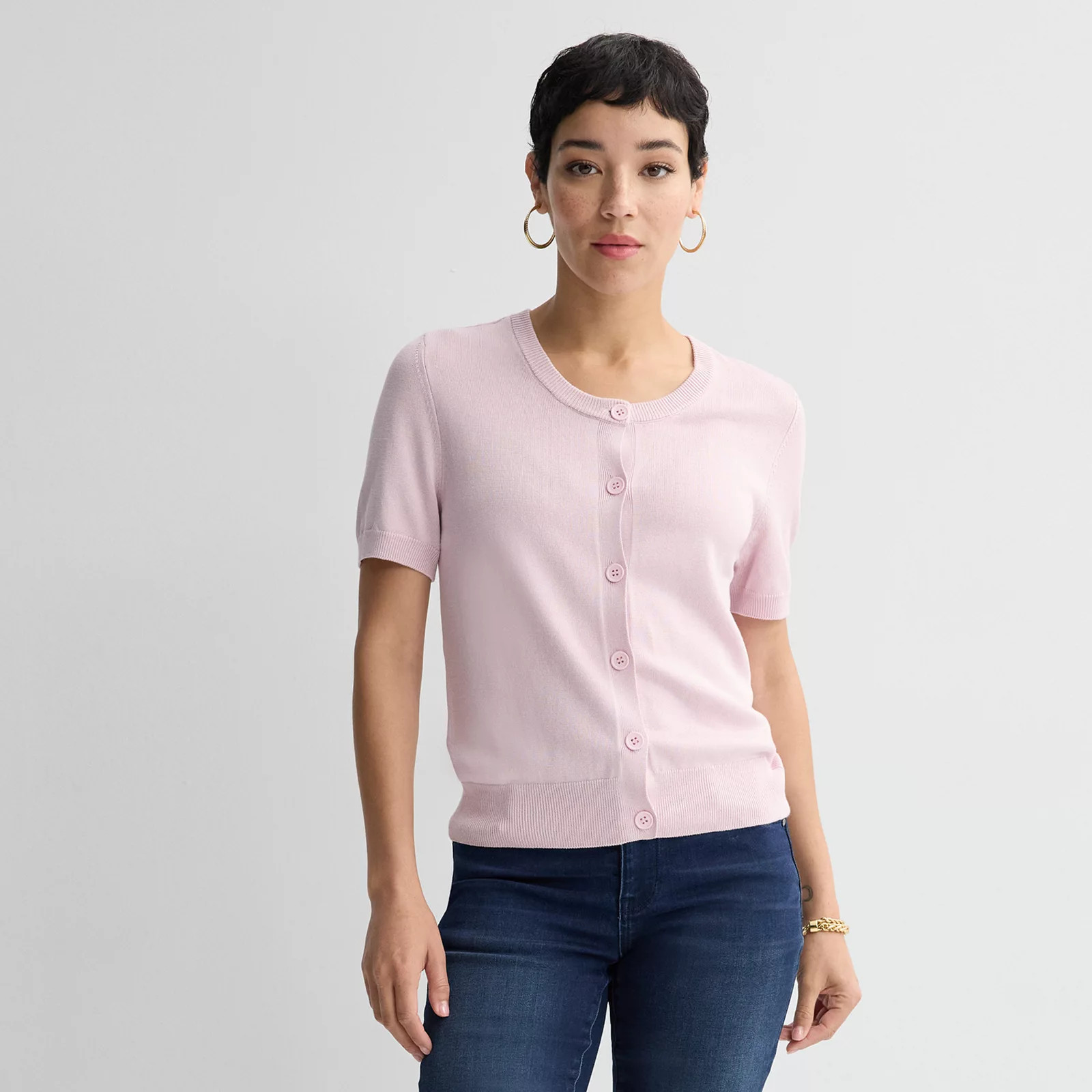 Women's Nine West Jersey Short Sleeve Cardigan, Size: XS, Emma Purple | Kohl's
