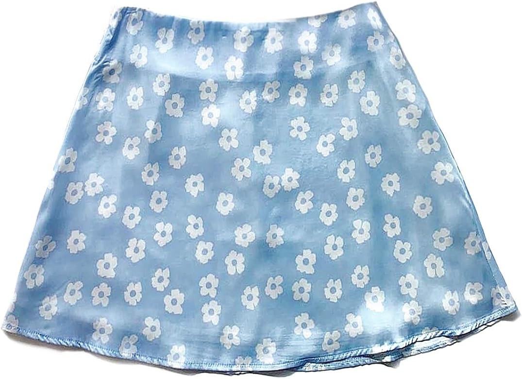 LYANER Women's Casual Floral Print Satin Silk High Waist Zipper Mini Short Skirt | Amazon (US)