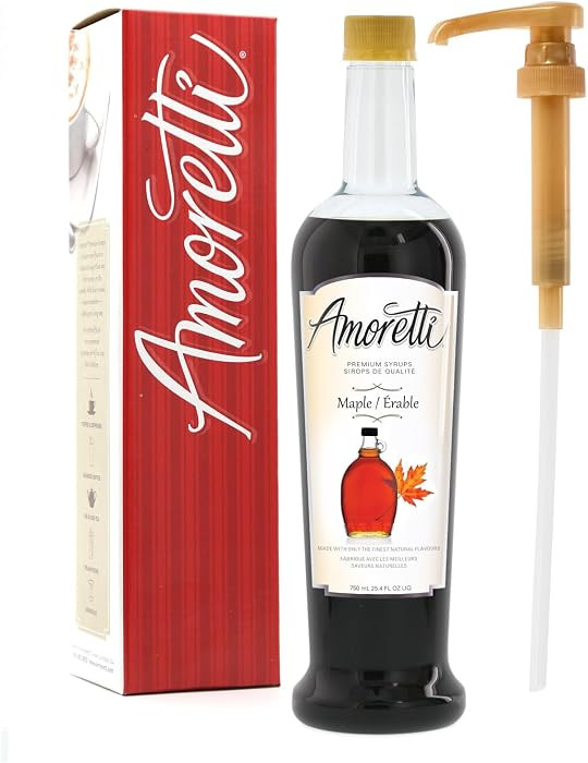 Amoretti - Premium Maple Syrup, 94 Servings Per Bottle (750 ml), with Pump for Flavoring Coffees, Cocktails, and other Beverages, Gluten Free, GMO/GEO Free, Preservative Free | Amazon (US)