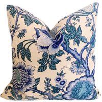 Flowering Tree Blue Floral Pillow Cover - Jacobean Pillow, Robert Allen, Decor, Pillows, Delft, Larg | Etsy (US)