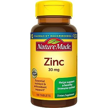 Nature Made Zinc 30 mg, Dietary Supplement for Immune Health and Antioxidant Support, 100 Tablets... | Amazon (US)