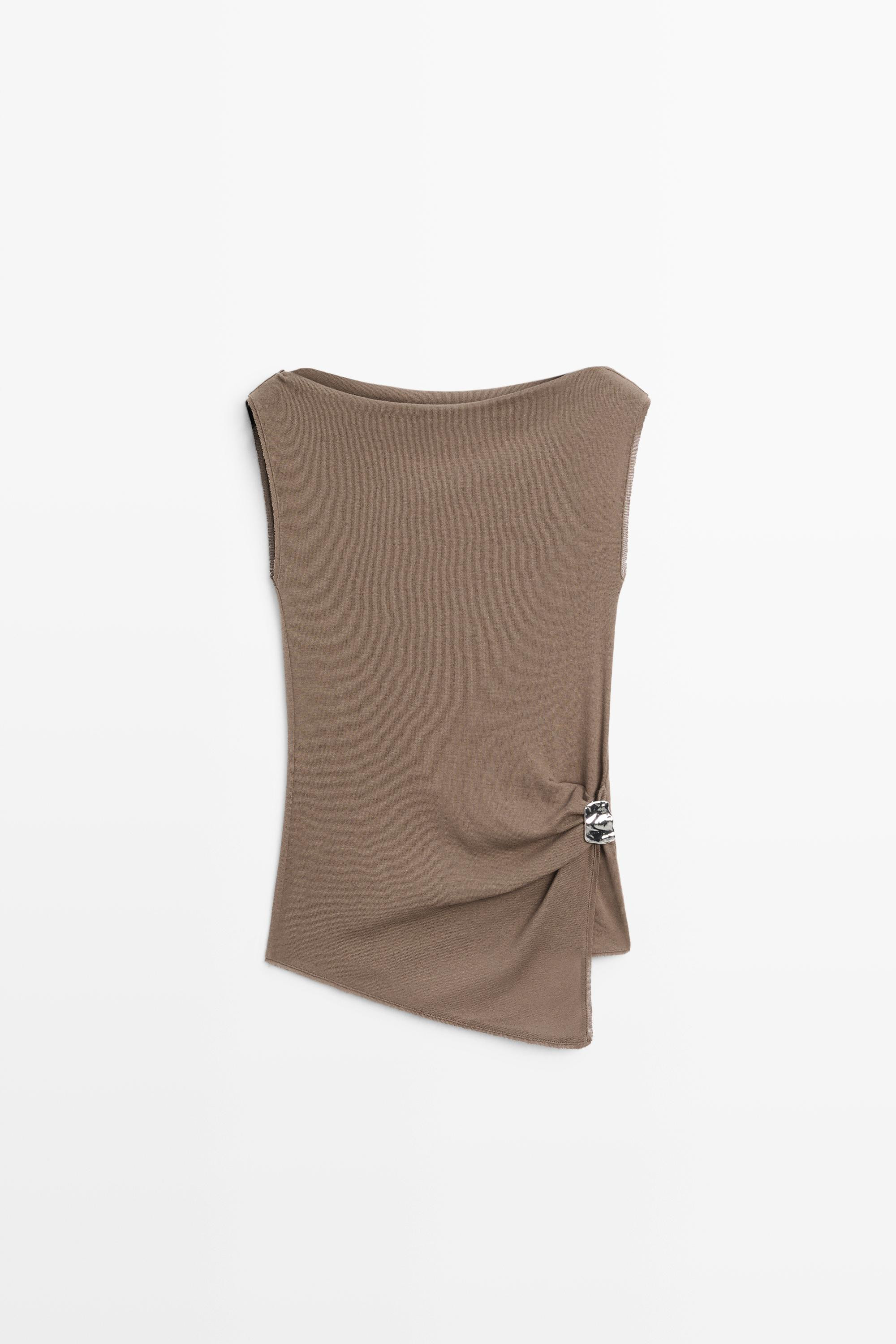 100% cotton knit top | Massimo Dutti UK