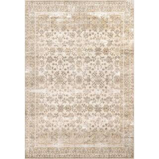 Deadra Vintage Floral Machine Washable Beige 8 ft. x 10 ft. Indoor Rectangle Area Rug | The Home Depot