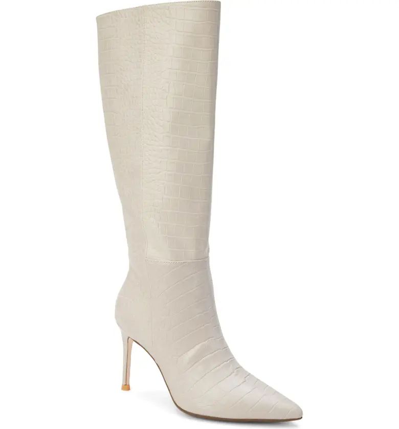 Alina Reptile Embossed Knee High Stiletto Boot (Women) | Nordstrom