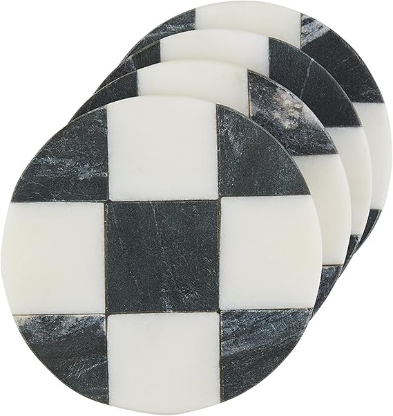 Mud Pie Circle Checkered Coaster Set; 4" x 4" | Amazon (US)