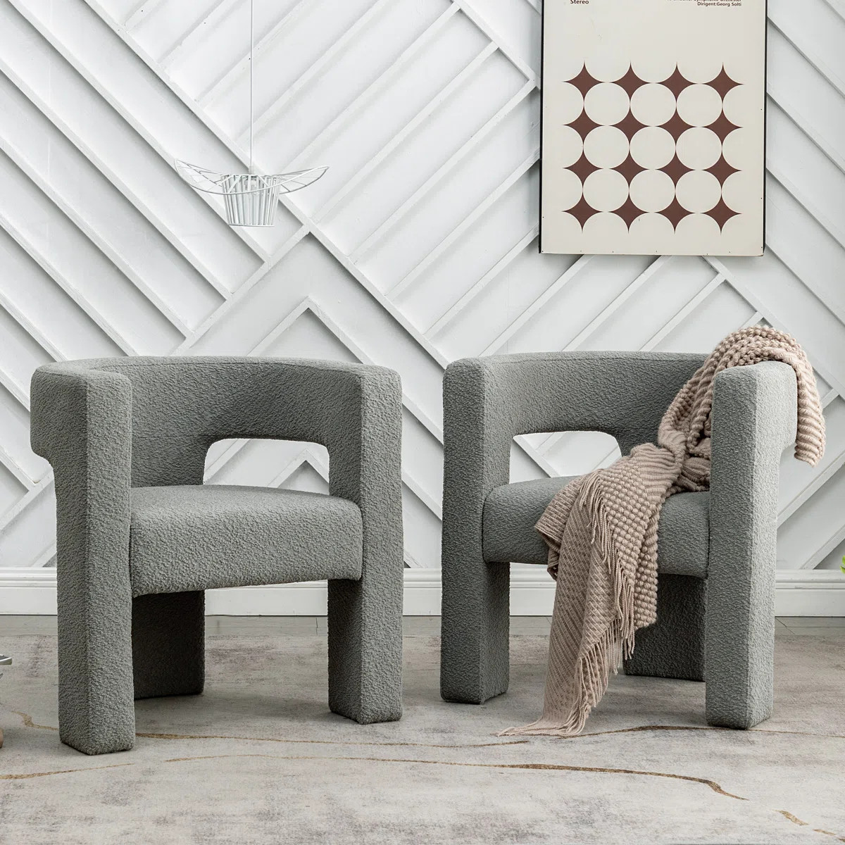 Brodee 28" Wide Boucle Upholstered Square Armchair (Set of 2) | Wayfair North America