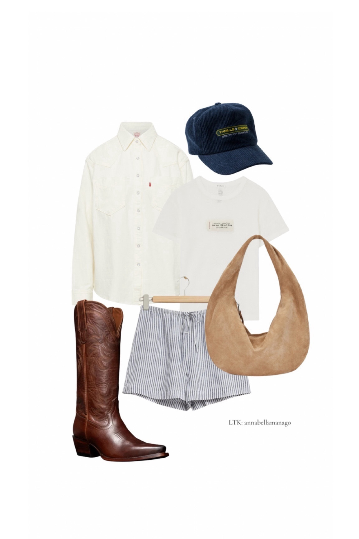 Coastal Cowgirl vibes 🌾 denim jacket with a linen short, large crescent tote bag, cowboy boots outfitt

#LTKMostLoved #LTKSeasonal #LTKfindsunder100