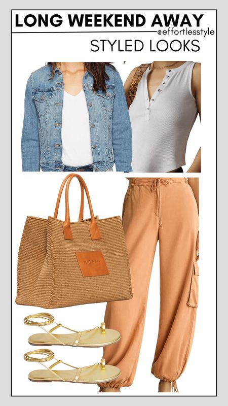 Here are those ankle cargo pants again…. Love them paired with a denim jacket and simple white tank for a travel weekend.  Don’t forget a fabulous tote bag and metallic sandals!

#LTKtravel #LTKstyletip #LTKSeasonal