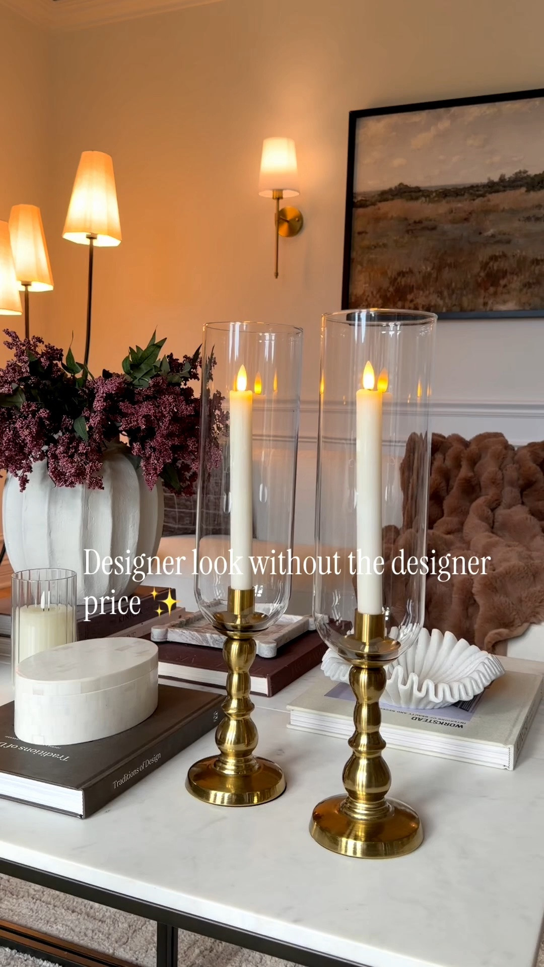 Designer look without the designer price ✨ These beautiful brass + glass candle holders give that high-end, collected look for so much less. Such an easy way to add warmth and character to a coffee table or console. 🤎 #amazonhome

#LTKHome