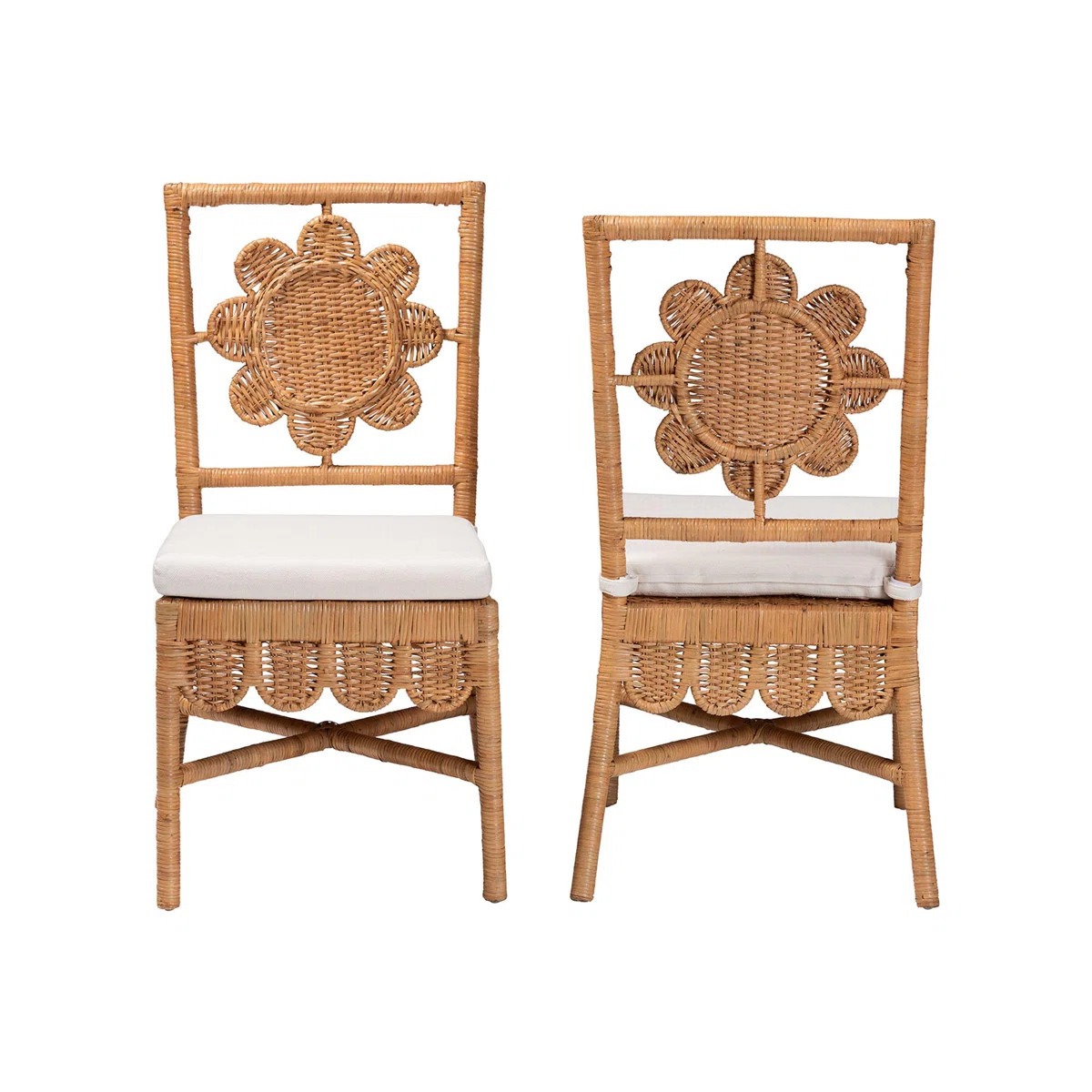 Bali & Pari Abagale Natural Rattan 2-Piece Dining Chair Set - Handwoven Wicker Accent Side Chair ... | Wayfair North America