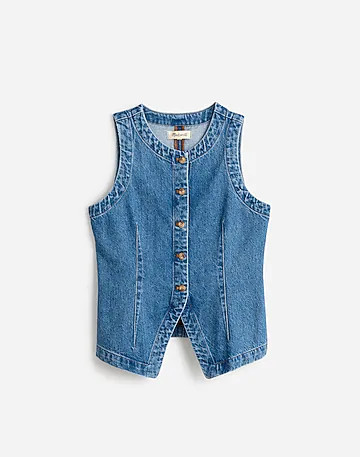 Denim Crewneck Vest in Java Wash | Madewell