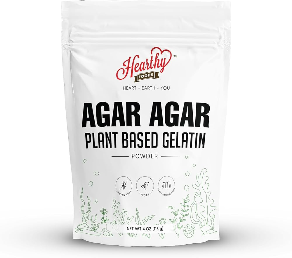 Hearthy Foods Agar Agar Powder (4oz) Vegan Gelatin Substitute, Certified Halal, Kosher, Gluten-fr... | Amazon (US)