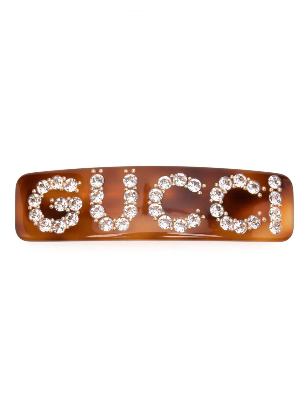 Gucci crystal-logo single hair clip - Brown | Farfetch Global