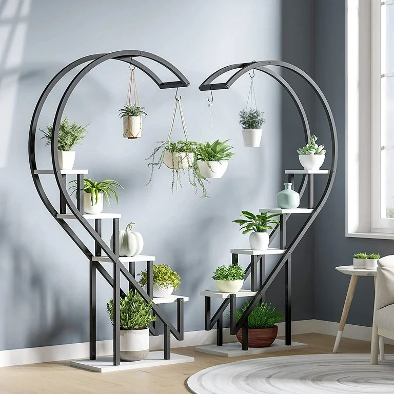 Yoleny 5 Tier Plant Stand Indoor, Heart-Shape Plant Shelf with Hanging Hook, Multiple Planter Dis... | Walmart (US)
