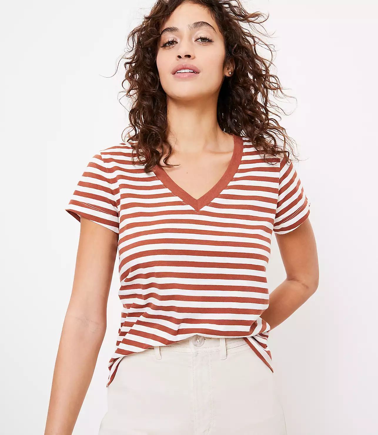 Striped Everyday V-Neck Tee | LOFT