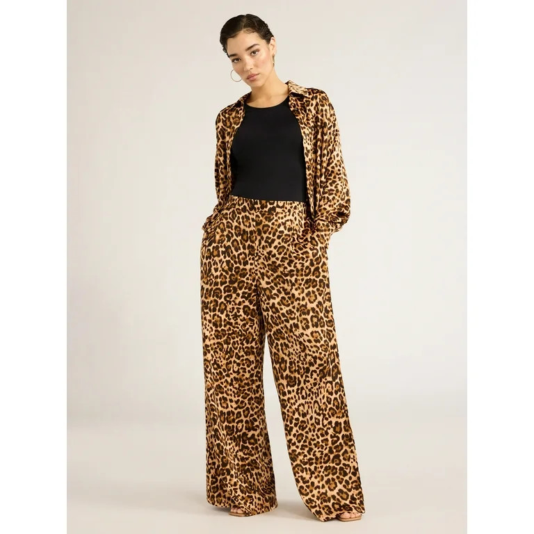 Sofia Jeans Women's Soft Pleat Wide Leg Pants, 30.5" Inseam, Sizes XS-XXL | Walmart (US)