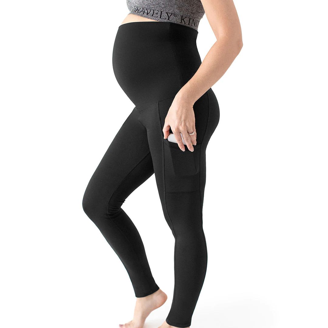 Louisa Maternity & Postpartum Support Leggings | Pocket Style - Black | Kindred Bravely
