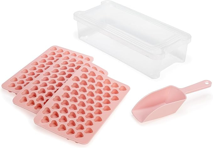 Paris Hilton Heart Shaped Mini Ice Cube Tray Set, Includes 3 Mini Ice Cube Molds, Ice Bin Storage... | Amazon (US)