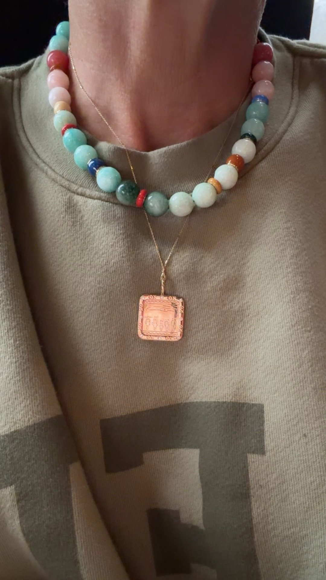 Necklace Stack.
Gold pendant is engraved drawing of Calvin’s from Philips House ✨