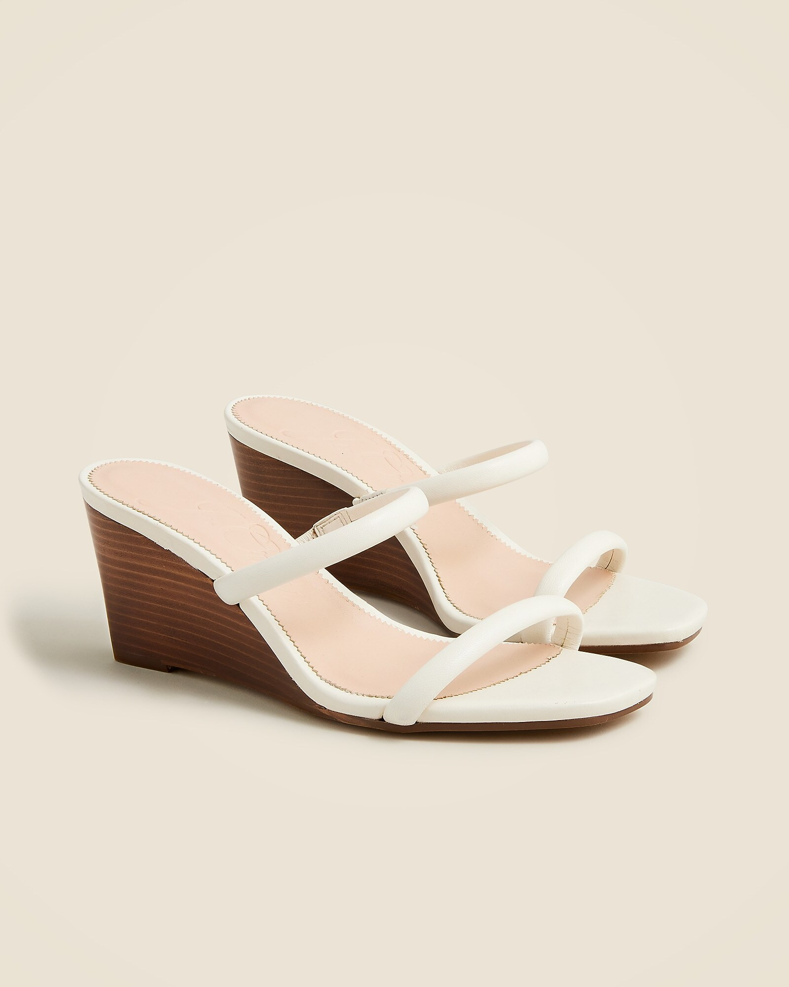Double-strap stacked wedges in leather | J. Crew US
