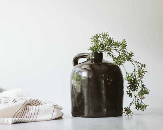 Dark Brown Antique Stoneware Jug | Modern Farmhouse Decor | Primitive Pottery | Etsy (CAD)