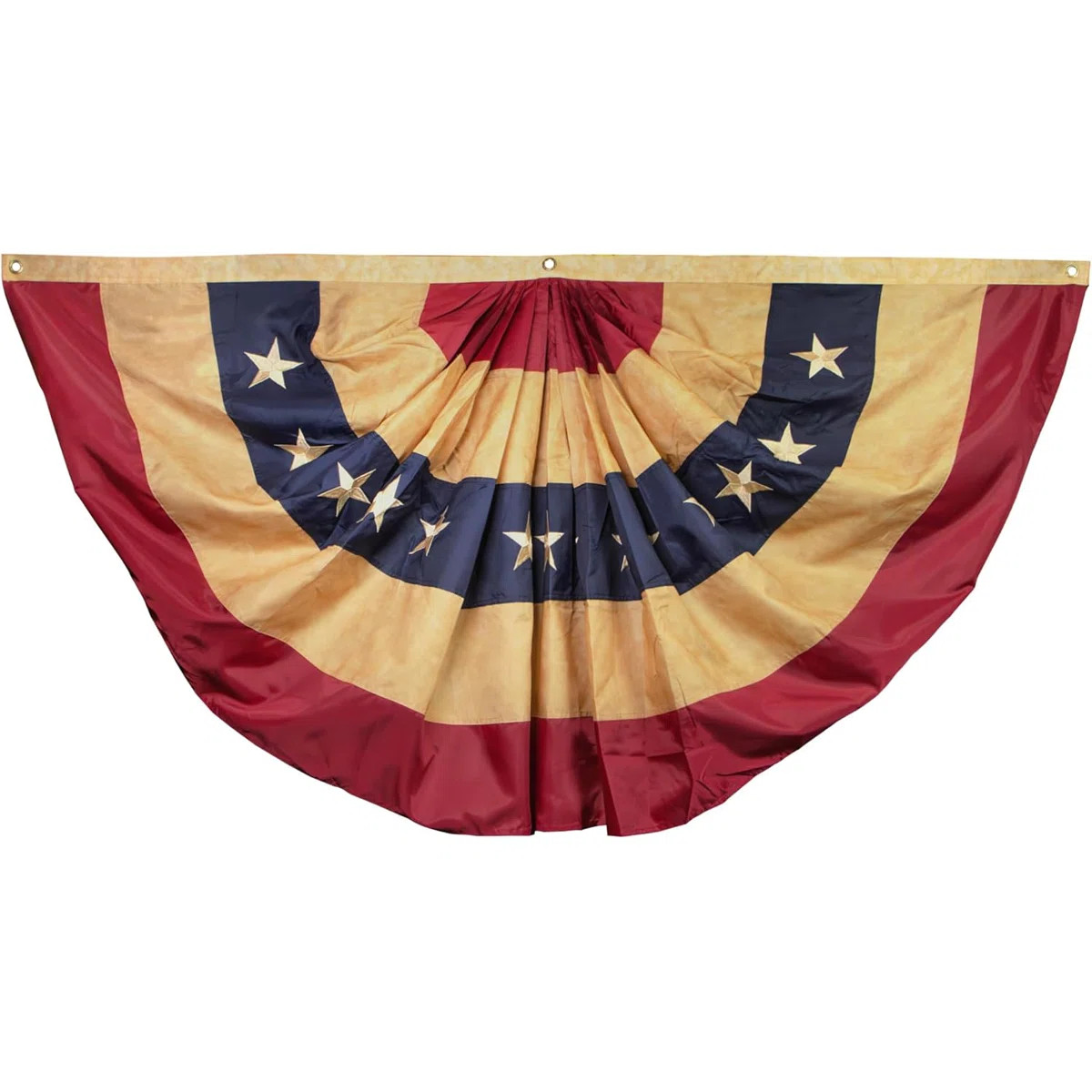 Vintage Style Tea Stained USA Pleated Fan Flag 1.5x3 Foot Polyester - Embroidered Stars and Sewn ... | Wayfair North America