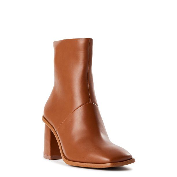 Time and Tru Women's Square-Toe Dress Booties - Walmart.com | Walmart (US)