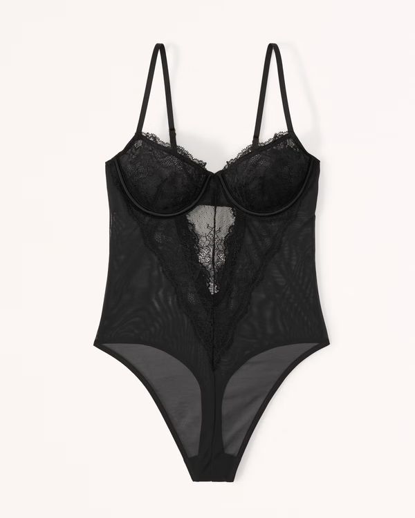 Women's Lace and Mesh Underwire Bodysuit | Women's Clearance | Abercrombie.com | Abercrombie & Fitch (US)