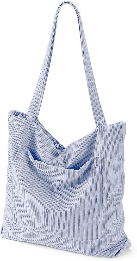 Corduroy Tote Bag for Women Large Hobo Bags Tote Bag with Zipper Casual Shoulder Handbags Work Sh... | Amazon (US)