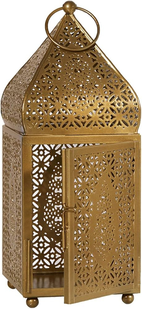 Serene Spaces Living Moroccan Lightweight Thin Gold Ornate Candle Lantern, Antique Gold Lantern, ... | Amazon (US)