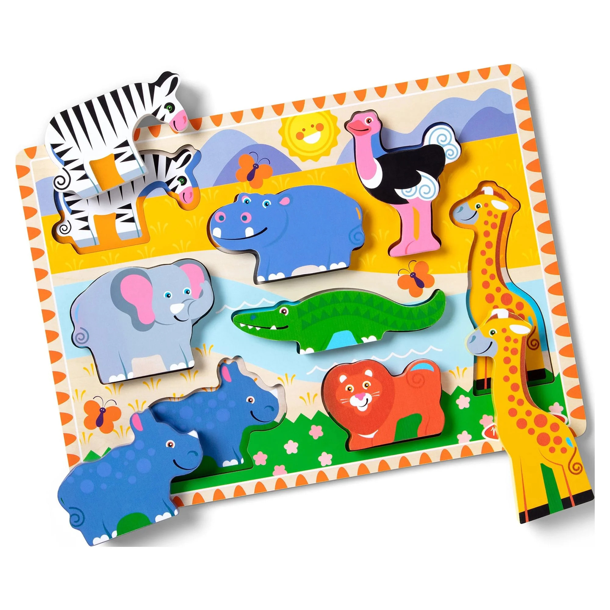 Melissa & Doug Safari Wooden Chunky Puzzle With Wild Animal Theme (8 Pcs) - FSC Certified | Walmart (US)