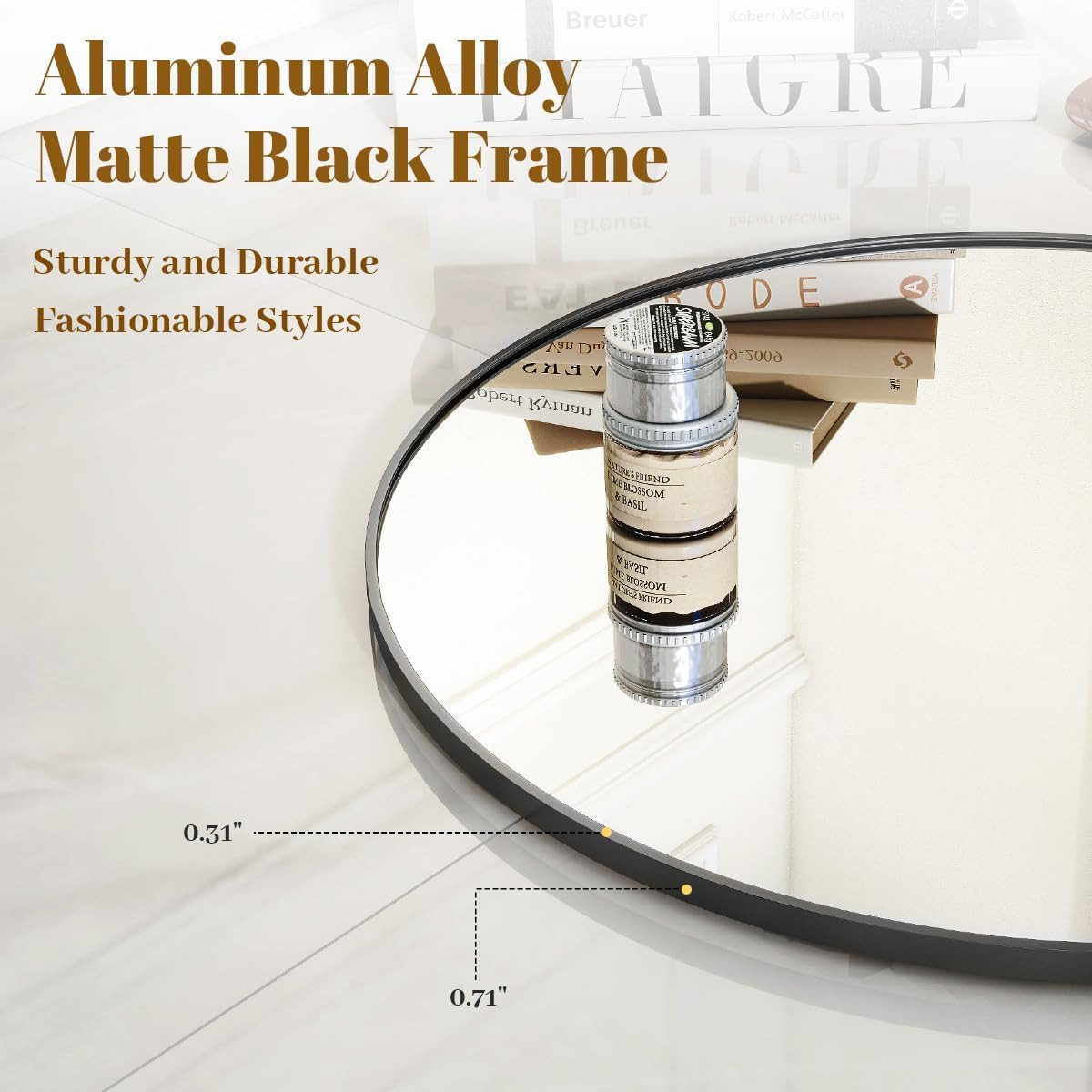 Black Round Bathroom Mirror, 48 inch Circle Modern Wall Mirror with Simple Metal Frame, Hanging f... | Amazon (US)