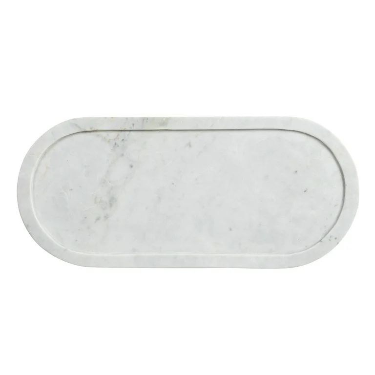 Bloomingville Modern Oval Marble Serving Tray with Raised Edge, White | Walmart (US)