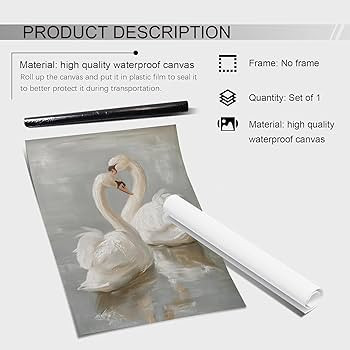 Vintage Swan Wall Art,Pastel Farmhouse Nursery Painting,Antique Swan Wall Art,White Swan Print,Ru... | Amazon (US)