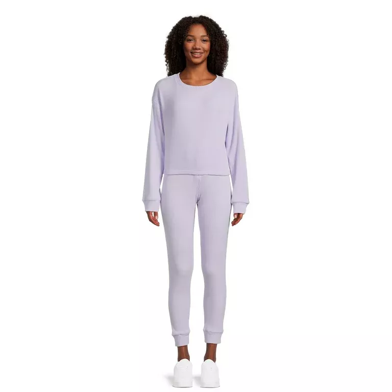 No Boundaries Juniors Ribbed Pullover and Leggings, 2-Piece Set