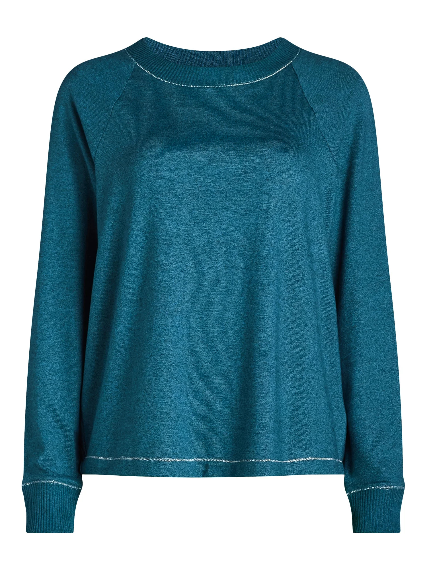 Joyspun Women’s Knit Long Sleeve Raglan Sleeve Sleepwear Top, Sizes XS-4X | Walmart (US)