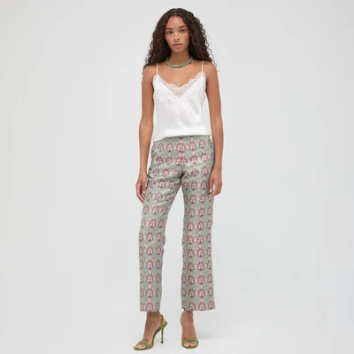 The Annina Pant -  Brocade Diamond Block Berry/Green Brocade Diamond Block Berry/Green / 6 | Hill House Home US