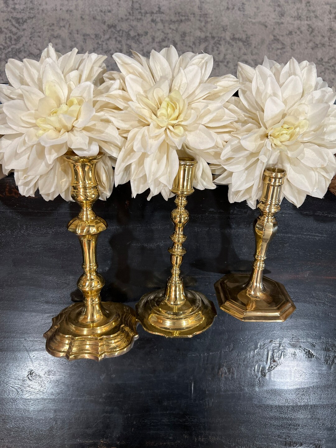 Solid Brass Candlesticks Set of 3 - Etsy | Etsy (US)