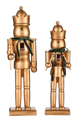 CANVAS Holiday Homecoming Collection Antique Brass Nutcracker with Green Bow, 2-pk | Canadian Tire