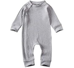 baretokare Newborn Baby Boy Girl Long Sleeve Button Romper Bodysuit Jumpsuit One Piece Solid Outf... | Amazon (US)