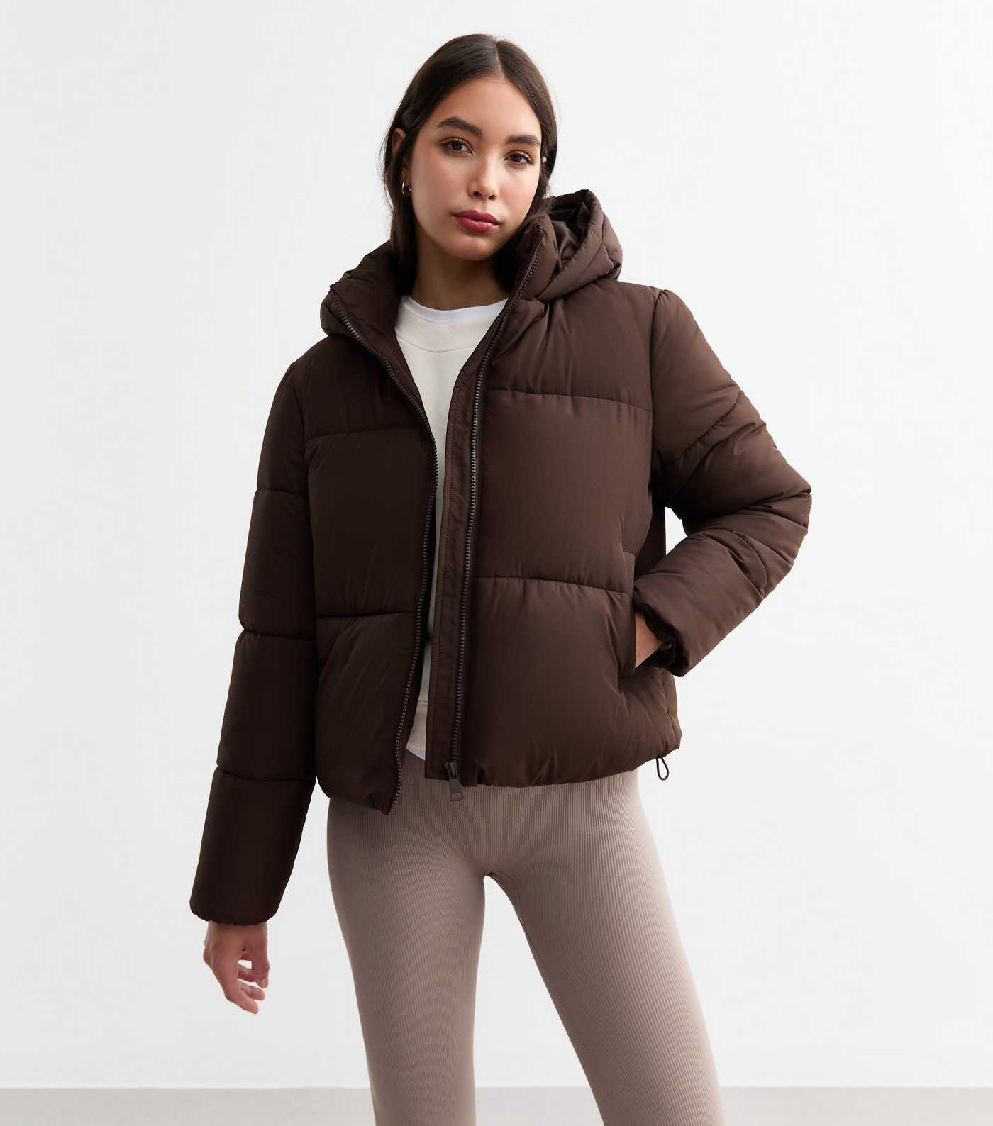 Brown Cropped Puffer Coat 
						
						Add to Saved Items
						Remove from Saved Items | New Look (UK)