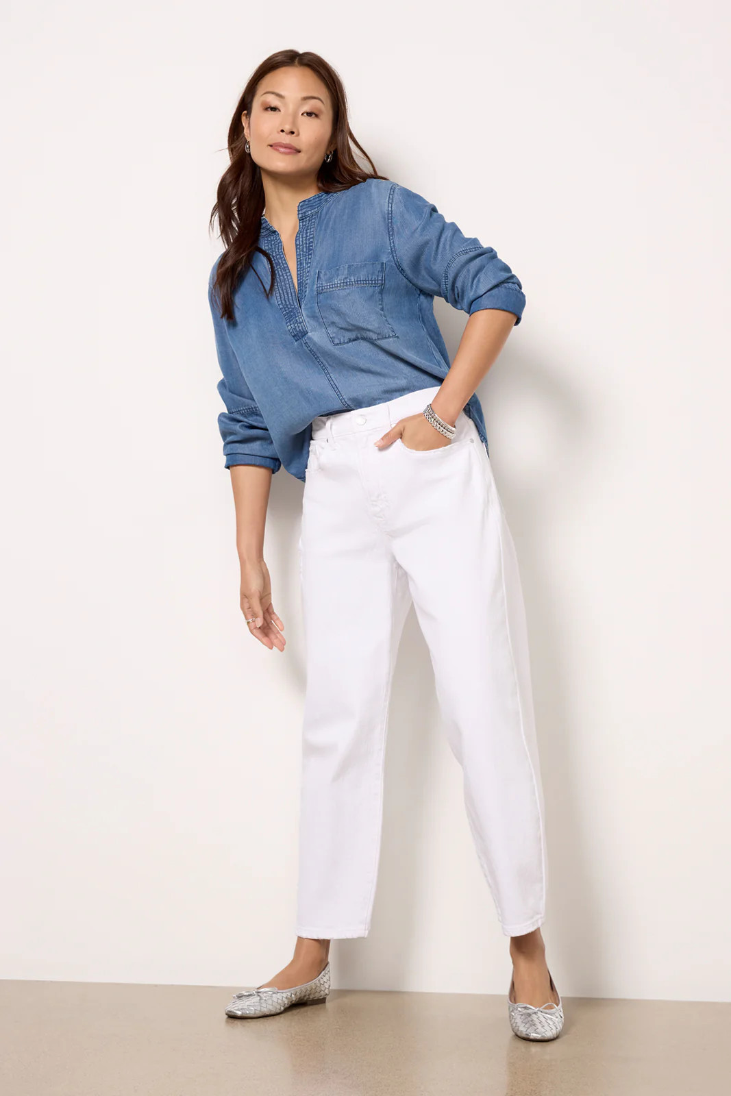 EVEREVE Women's Ever Vintage Barrel Jeans, Size 29, White | Evereve