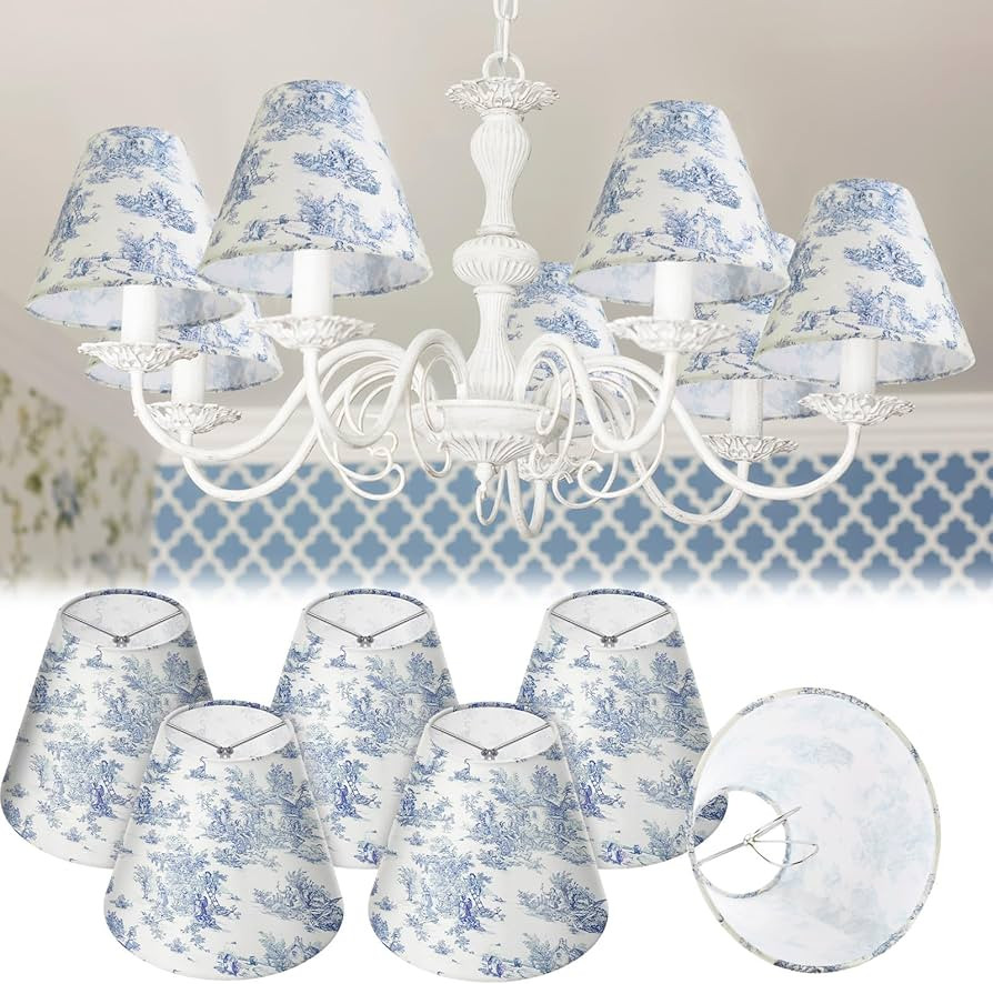 Vihose 6 Pcs Chandelier Lamp Shades Small Lamp Shade 3 Top x 6'' Bottom x 5'' Slant French Countr... | Amazon (US)