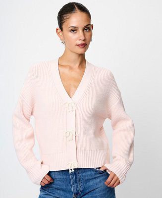 Women's Babysoft Knit V-Neck Embellished Bow Cardigan Sweater | Macy's