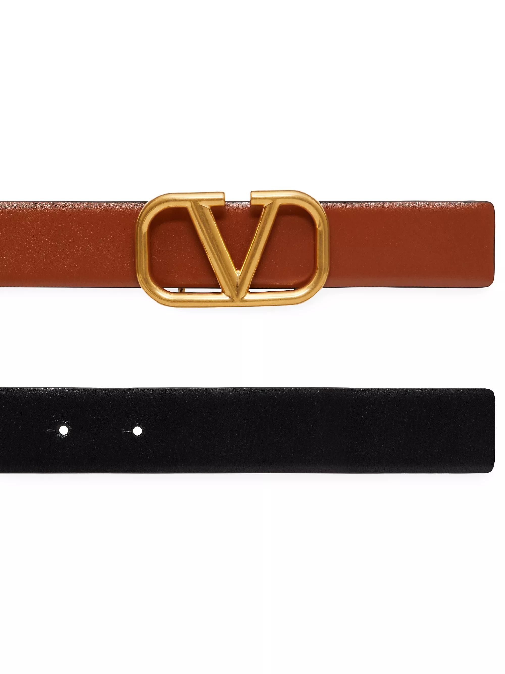 Reversible VLogo Signature Belt In Glossy Calfskin 30mm | Saks Fifth Avenue