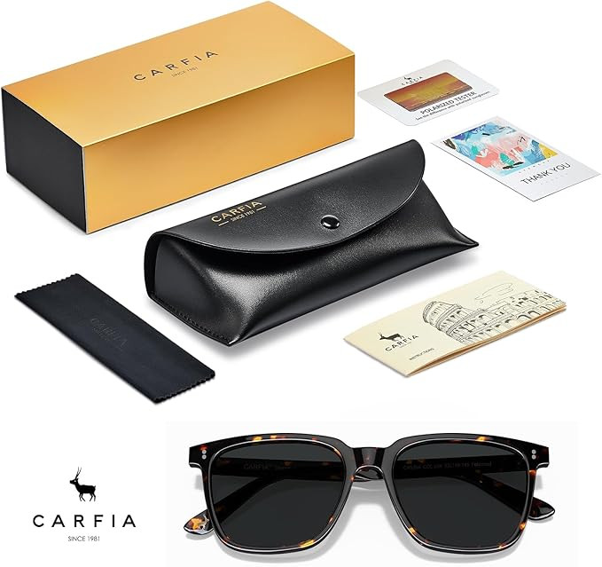 CARFIA Polarized Men's Sunglasses UV400 Protection for Driving Fishing Cool Man Acetate Shades CA... | Amazon (US)