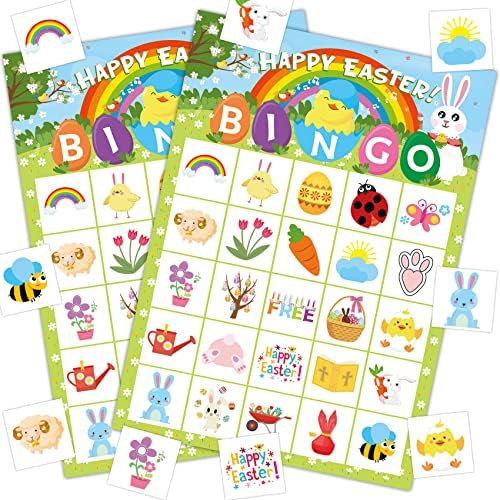 MISS FANTASY Easter Bingo Game 24 Players Bingo Cards for Kids/Adults/Fmaliy/Toddlers Easter Game... | Amazon (US)