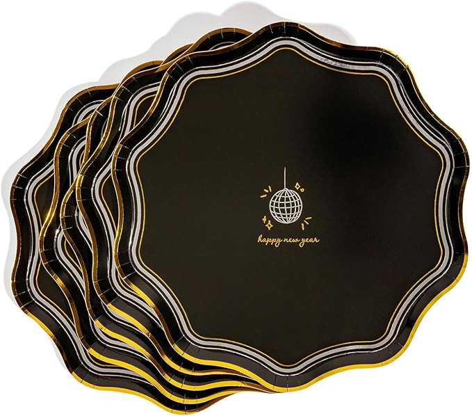 20 Ct 10.5" New Year’s Party Plates – Gold Foil Disposable Paper Plates for Holiday Celebrati... | Amazon (US)
