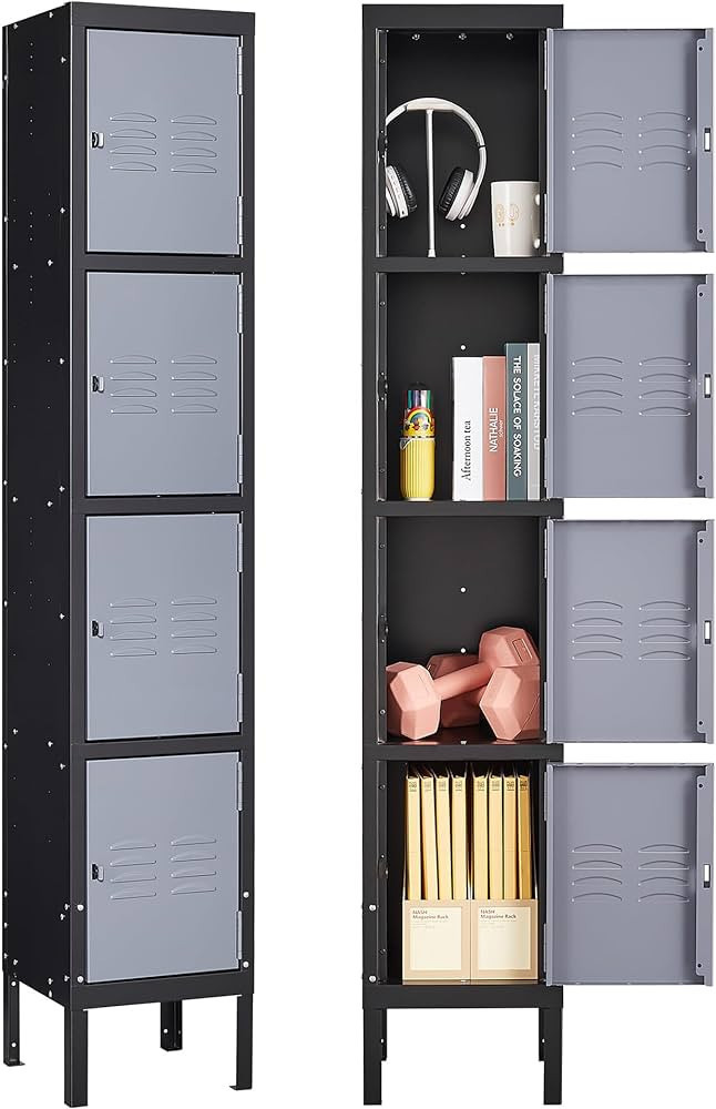 Letaya Metal Locker for Employees,4 Tiered Lockable Storage Organizer Steel Wall Lockers for Work... | Amazon (US)