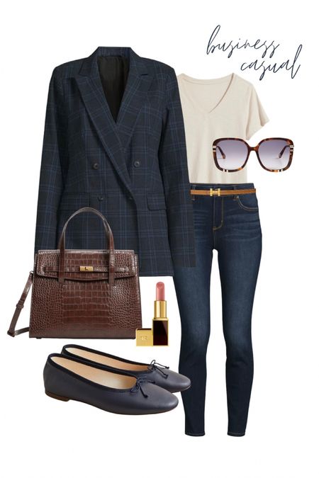 Business casual fall outfit ideas. Skinny jeans. Plaid blazer. Walmart Womens fashion. JCrew finds. Hermès belt.

#LTKunder100 #LTKstyletip #LTKshoecrush